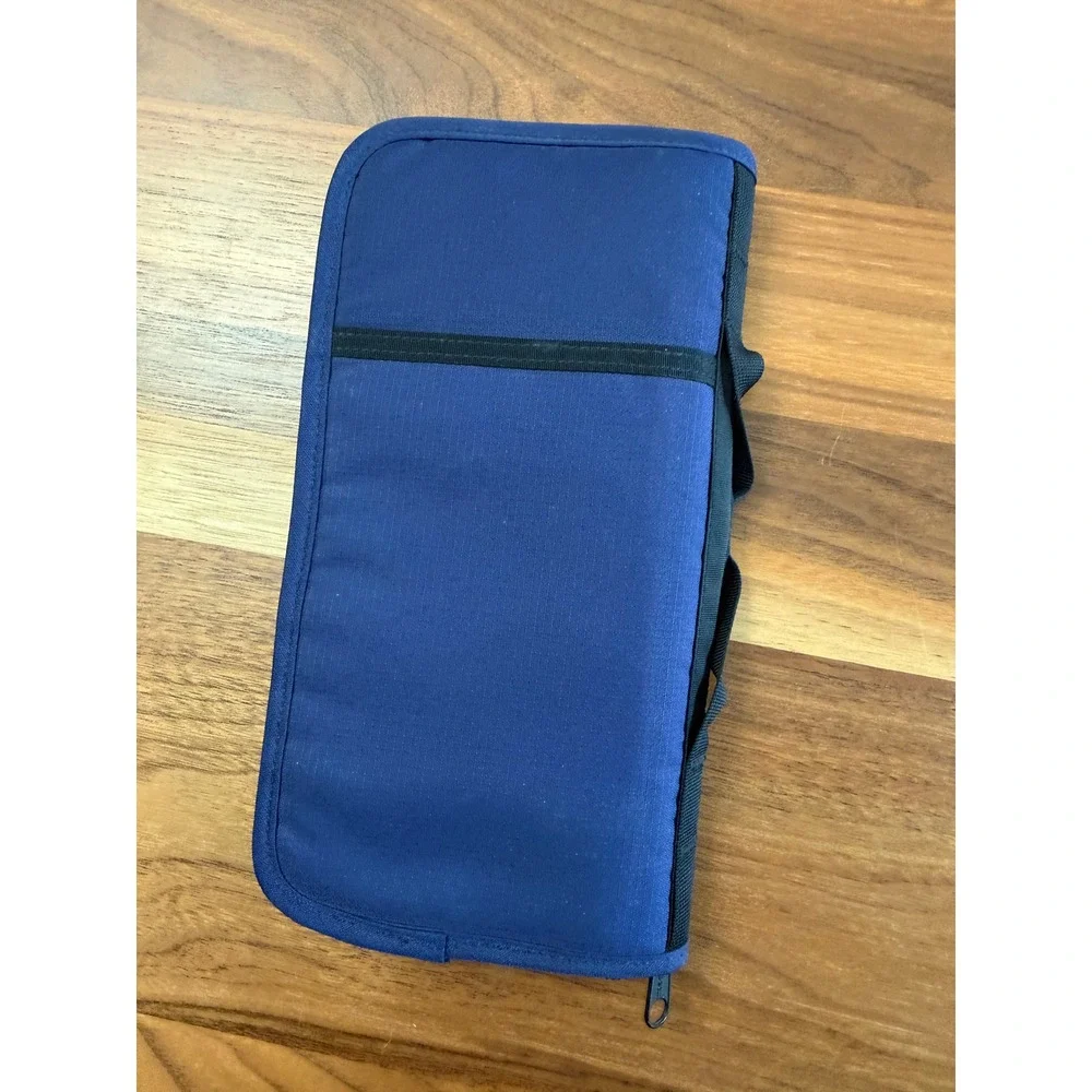 LL Bean Travel Wallet Organizer Blue Cordura Nylon Zip Passport Holder